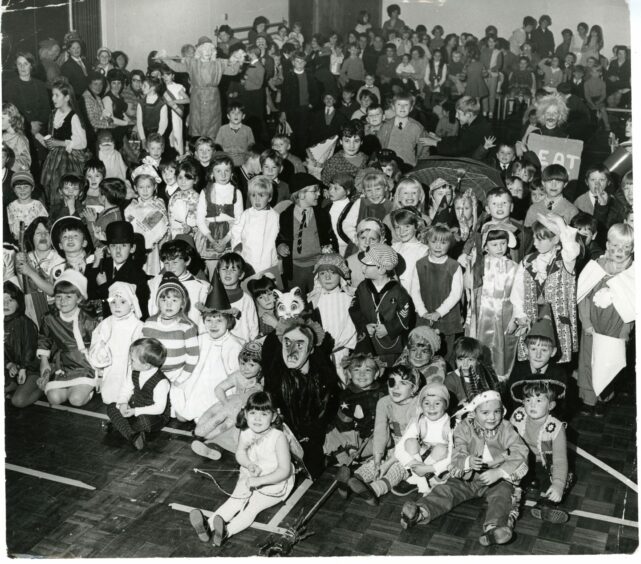 Pupils at Whitfield Primary dress up for their Halloween party in 1970.