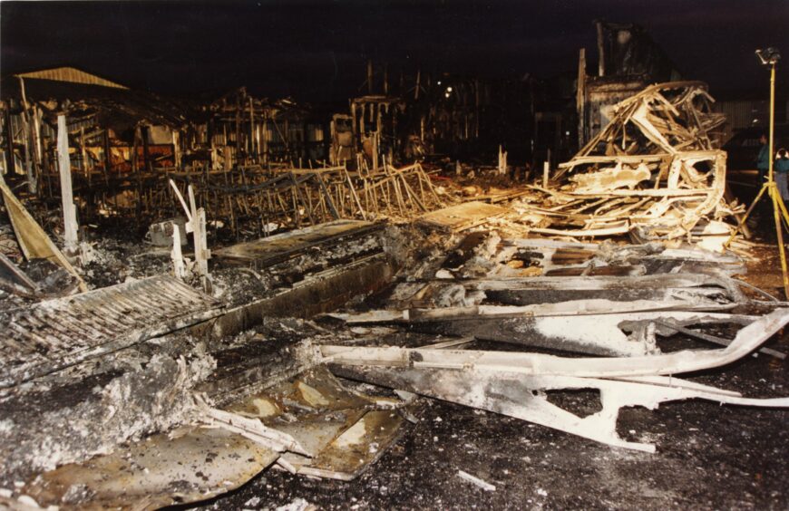 Inside the science block in the aftermath of the devastating fire in October 1992. 