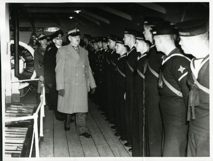 General Władysław Sikorski inspecting Polish troops on board the Unicorn in 1939