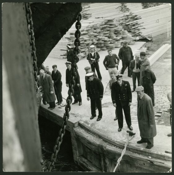 All eyes watch as she comes into Camperdown Lock Gate on October 13 1962