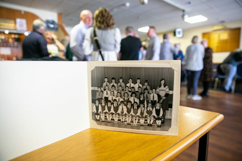 Former pupils and teachers enjoy the Mill of Mains Primary School 50 years reunion.
