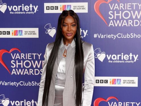 Naomi Campbell honoured at ‘coveted’ Variety Club Showbusiness Awards (Ian West/PA)