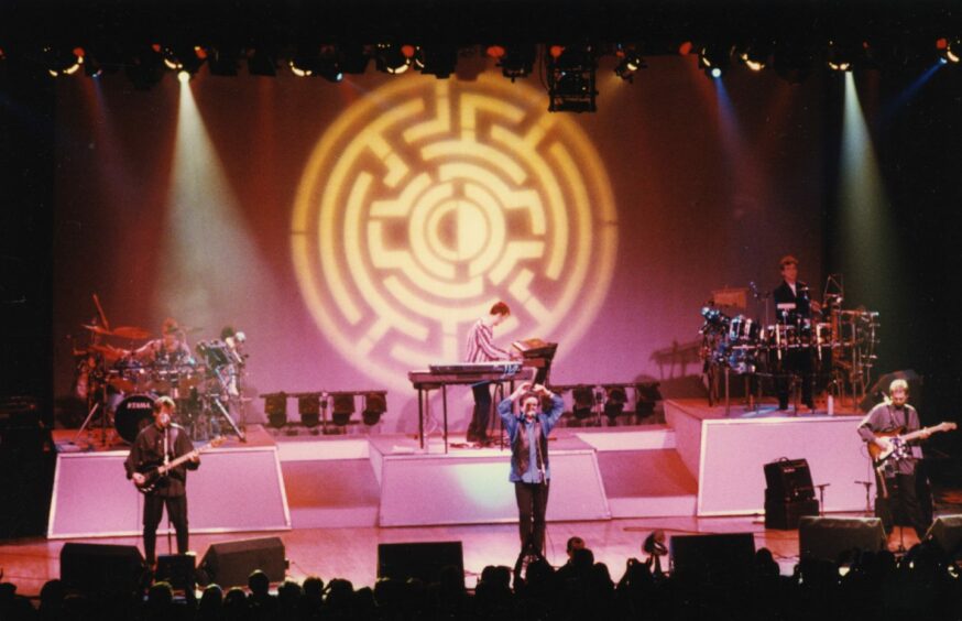 Runrig performing at the Caird Hall in Dundee in 1996 during the band's Long Distance tour. Image: DC Thomson.