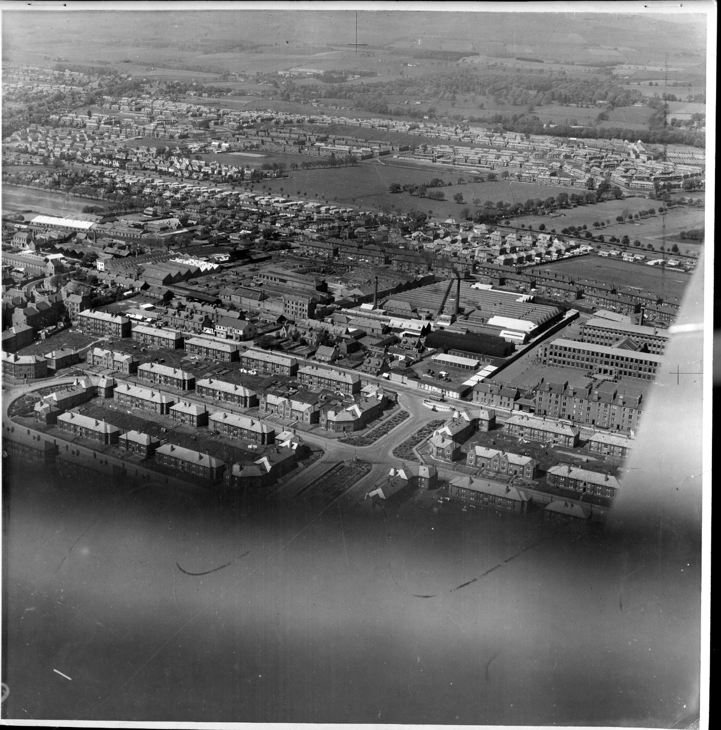 A photo showing part of the Fleming Gardens Housing Scheme; St Michael's School on the right. Image: DC Thomson.