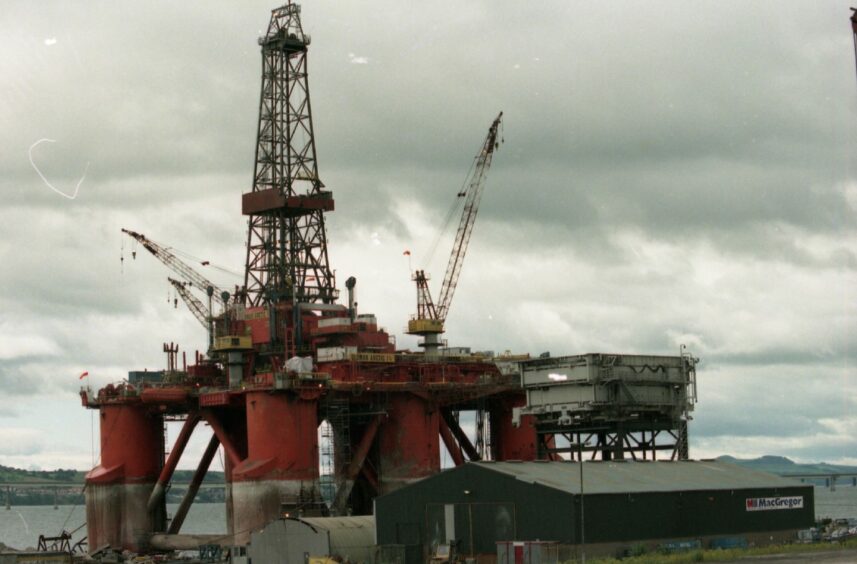 The Glomar Arctic IV drilling rig pictured at Prince Charles Wharf, Dundee Harbour the day after the explosion