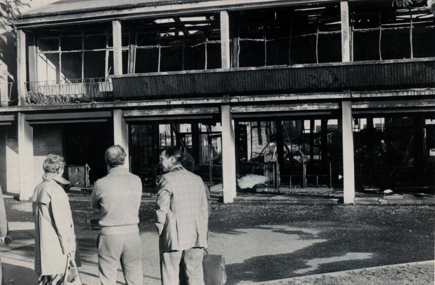 St John's High School after it was damaged by fire. Image: DC Thomson.