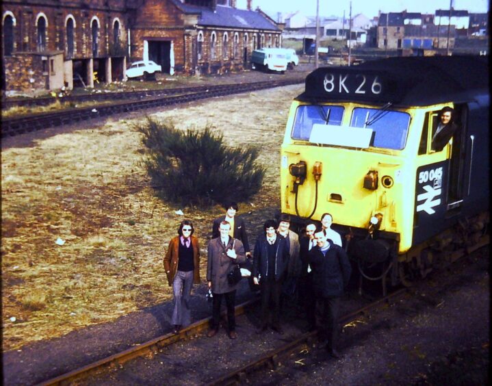 Members had a trip to Forfar on the afternoon train from Perth in April 1974. Picture: Angus Railway Group.