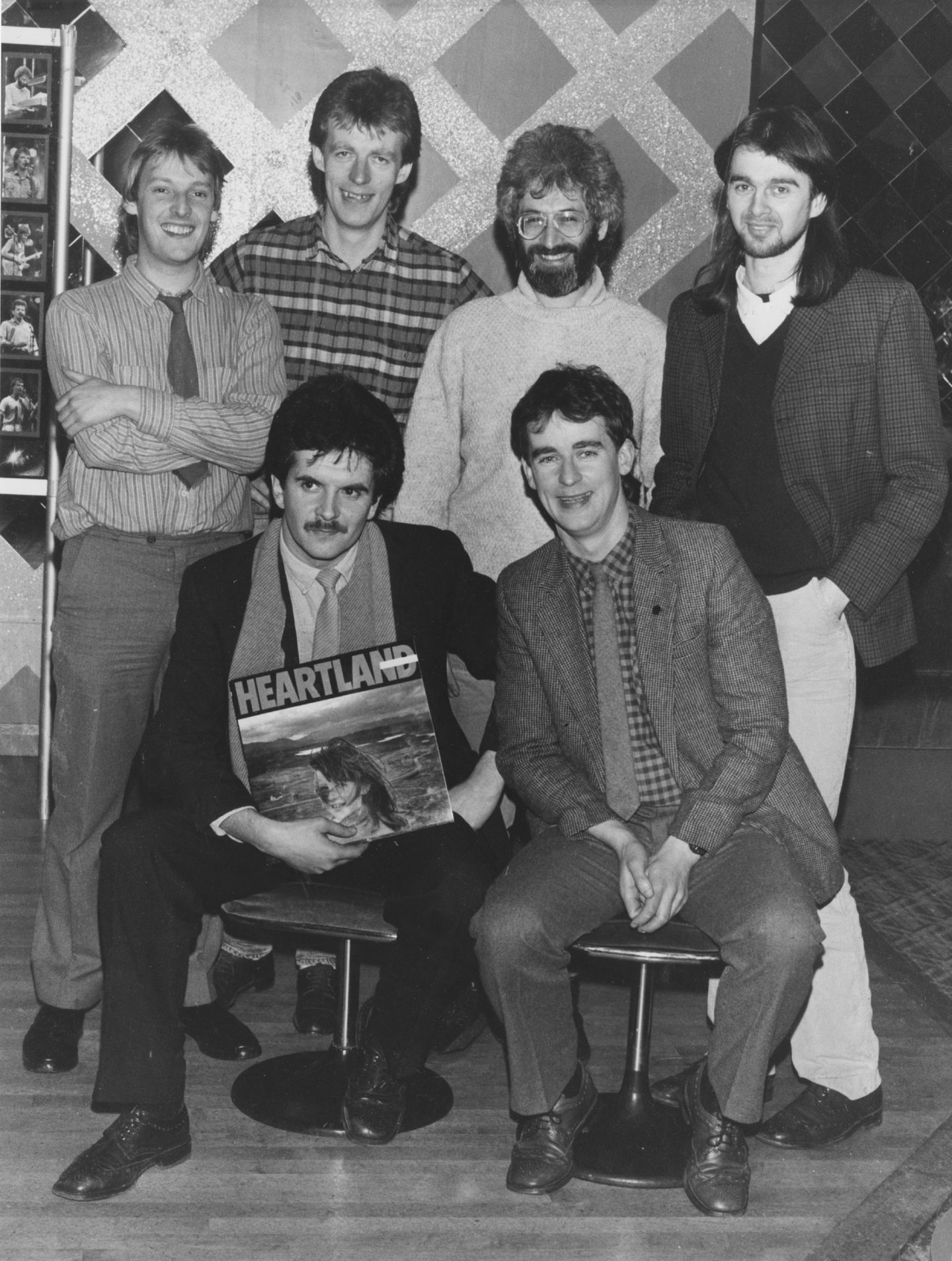 Runrig pictured as they launched their long-awaited new LP Heartland in December 1985. Image: DC Thomson.