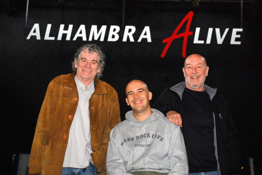 Dan McCafferty and Pete Agnew with Pete's son Stevie Agnew at the Alhambra Theatre