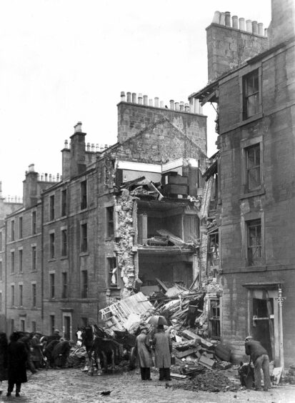 Bomb damage in Rosefield Street, Dundee in 1940