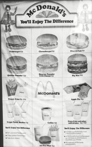 A 1977 McDonald's restaurant menu.