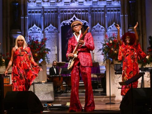 Nile Rodgers and Chic perform during the Nordoff Robbins fundraising service at St Luke’s Church, Chelsea (Matt Crossick/PA)