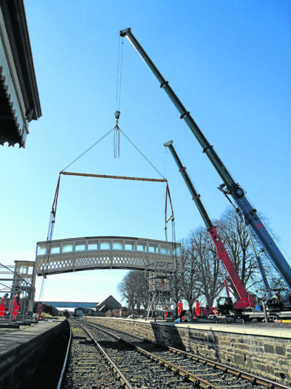 The bridge being lifted in to place during the operation back in 2017
