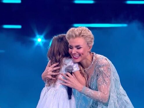 Amelia Anisovych was joined on stage by Samantha Barks and Emily Lane, who play main characters Elsa and Anna in Frozen on the West End (ITV)
