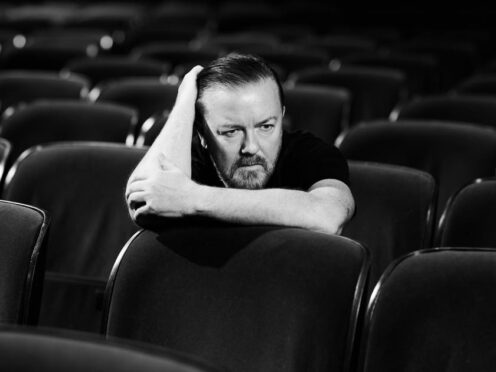 Comedian Ricky Gervais posing for Good Morning Britain’s social purpose campaign – 1 Million Minutes (Ray Burmiston/ Good Morning Britain/PA)