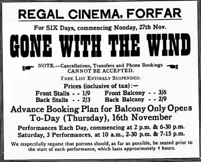 A poster advertising showings of Gone With The Wind