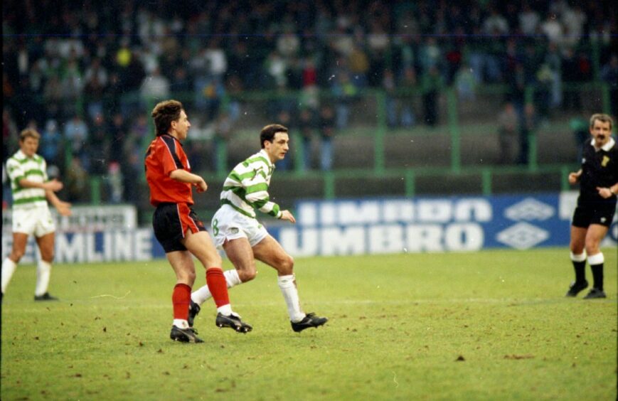 Midfielder Jim McInally put in a man-of-the-match performance 30 years ago against Celtic. Image: DC Thomson.