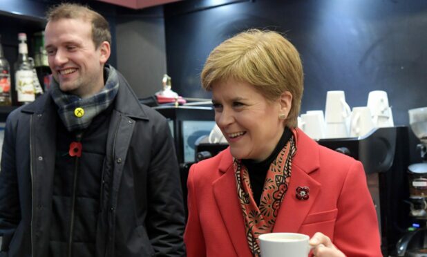 First Minister Nicola Sturgeon and SNP candidate Stephen Flynn on the campaign trail at Inchgarth Community Centre. 