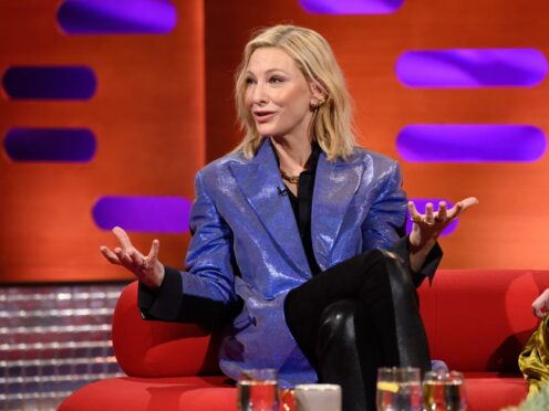 Cate Blanchett during the filming for the Graham Norton Show (Jonathan Hordle/PA)