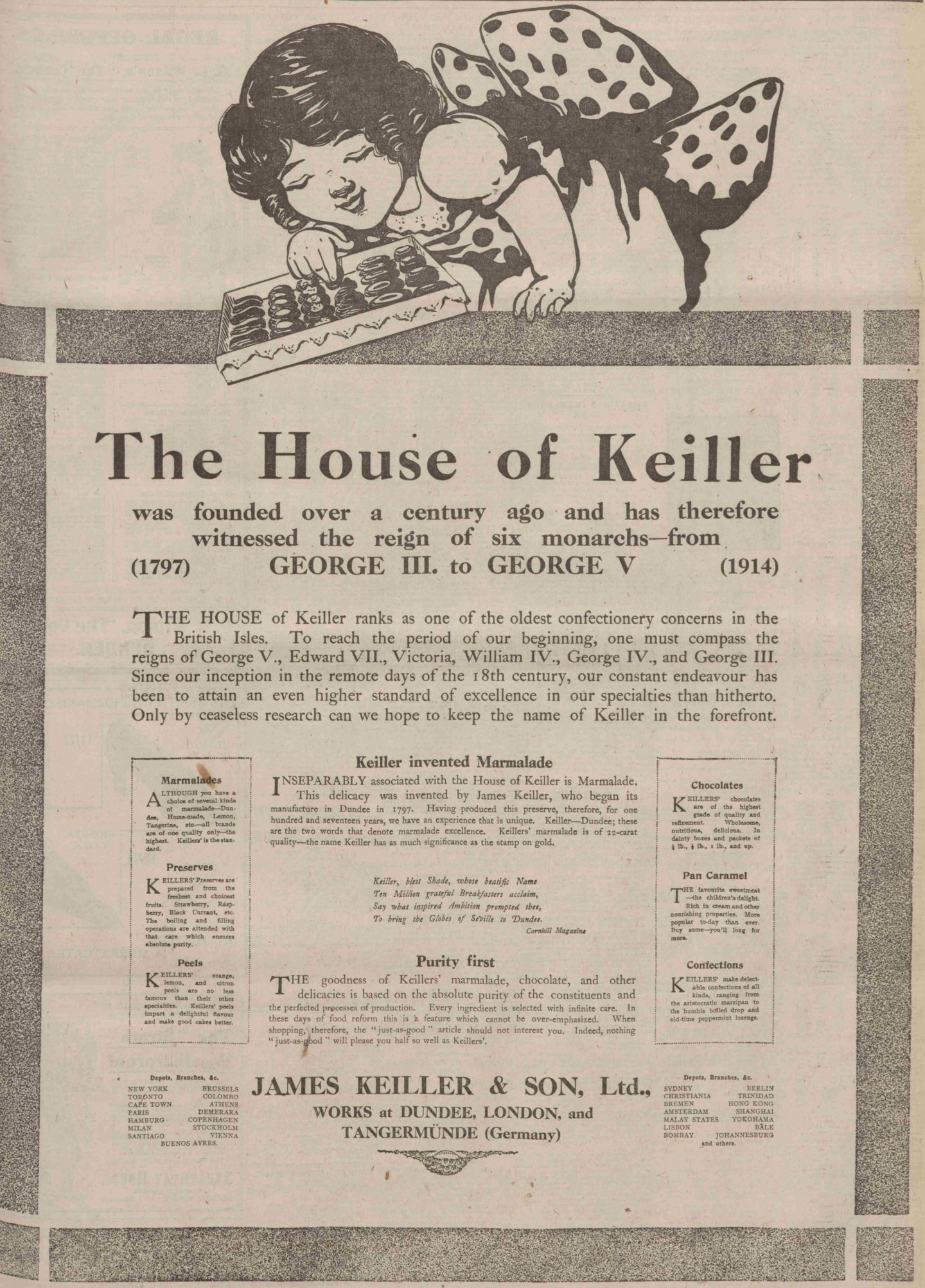A company advert for Keiller's that appeared in The Courier in 1914. Image: DC Thomson.