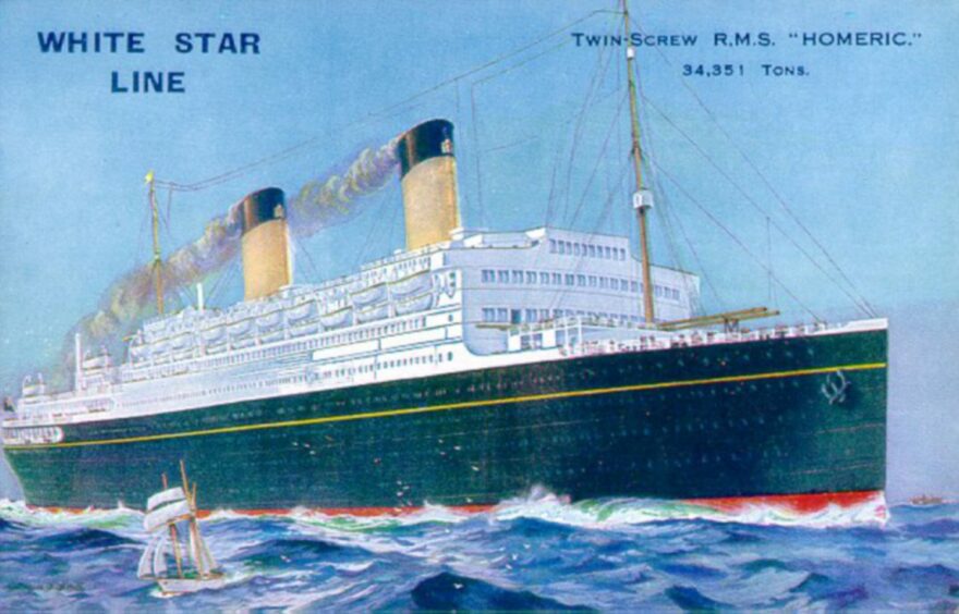 A postcard of the SS Homeric. Image: Supplied.