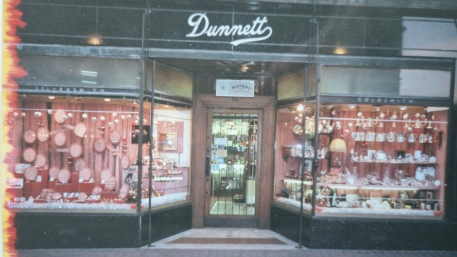 Dunnett the jeweller in Montrose High Street, which closed in 1998.