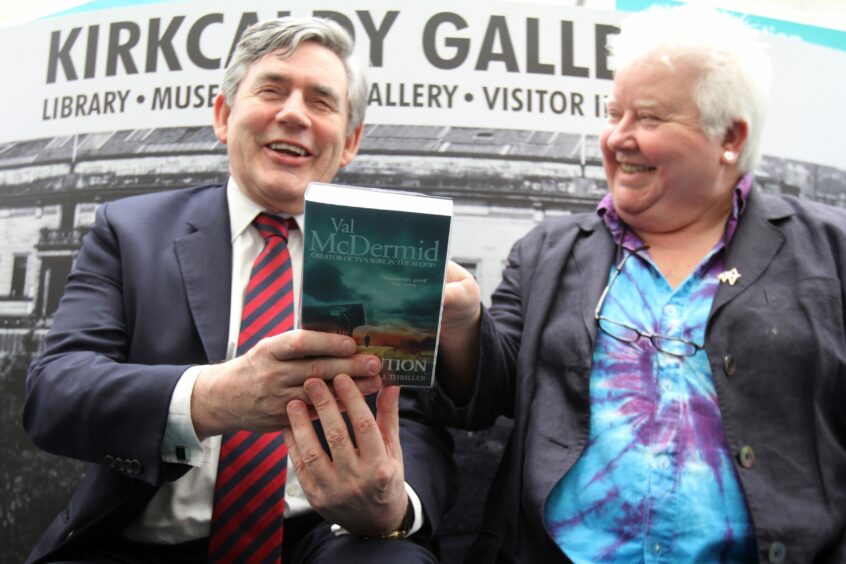 Gordon Brown with author Val McDermid at the re-opening of the Kirkcaldy Galleries in 2013. 