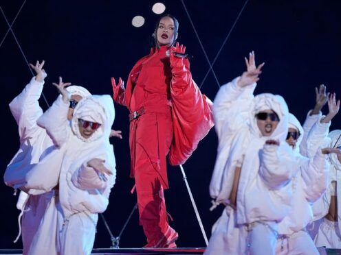 Rihanna performs during the halftime show at the NFL Super Bowl (Brynn Anderson/AP)