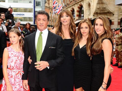 Sylvester Stallone, pictured, with wife Jennifer Flavin and daughters Sophia Rose, Sistine Rose and Scarlet Rose. (Ian West/PA)