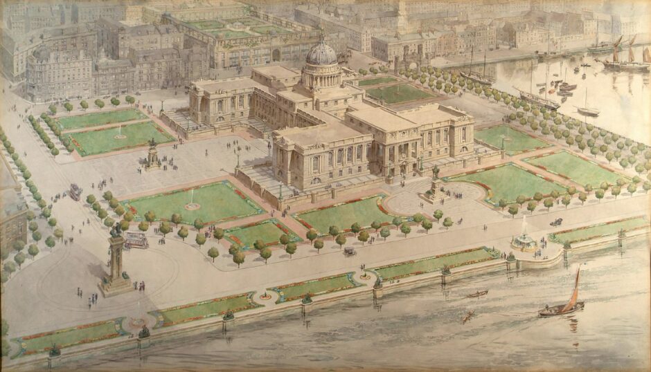 Plan by city architect James Thomson for Dundee waterfront area circa 1911. Image: Supplied.