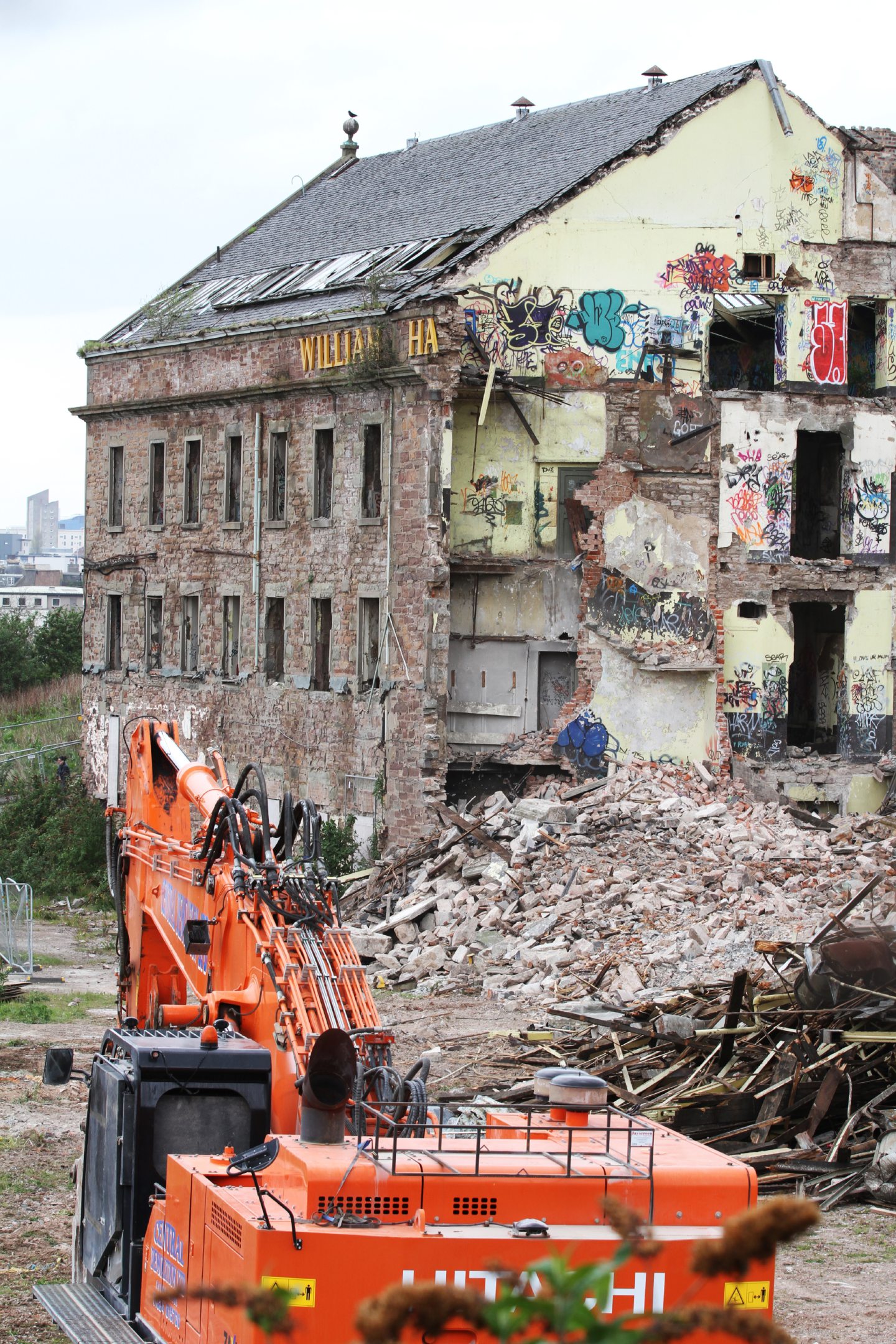 The partially demolished mill on Broughty Ferry Road. Image: Mhairi Edwards.