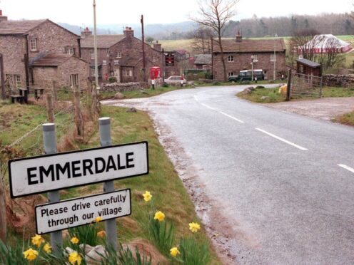 ITV handout of a sign in the village of Emmerdale in Yorkshire (Helen Turton/ITV)