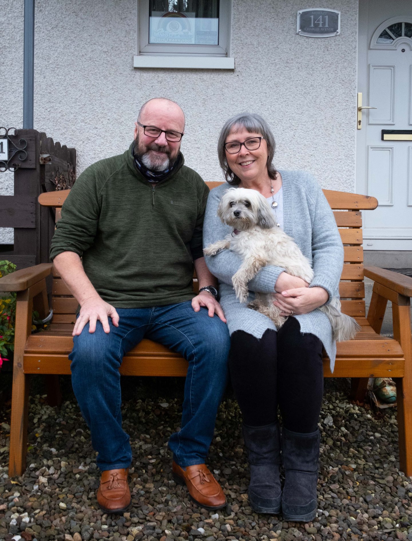Arbroath man Alan Mowatt with wife Val after making his comeback in December 2020. Image: Paul Reid.