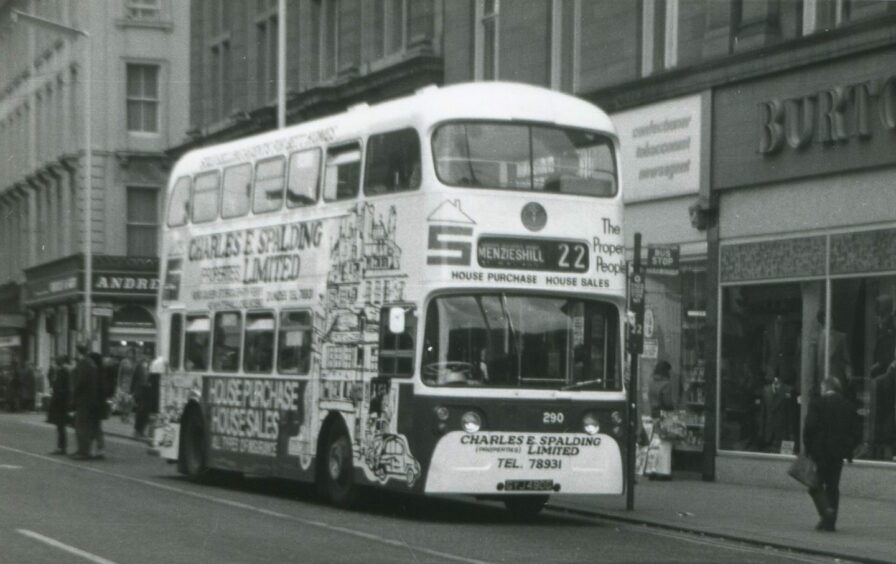 The first-ever all-over bus advert in all its glory back in 1973. Image: Derek Simpson.