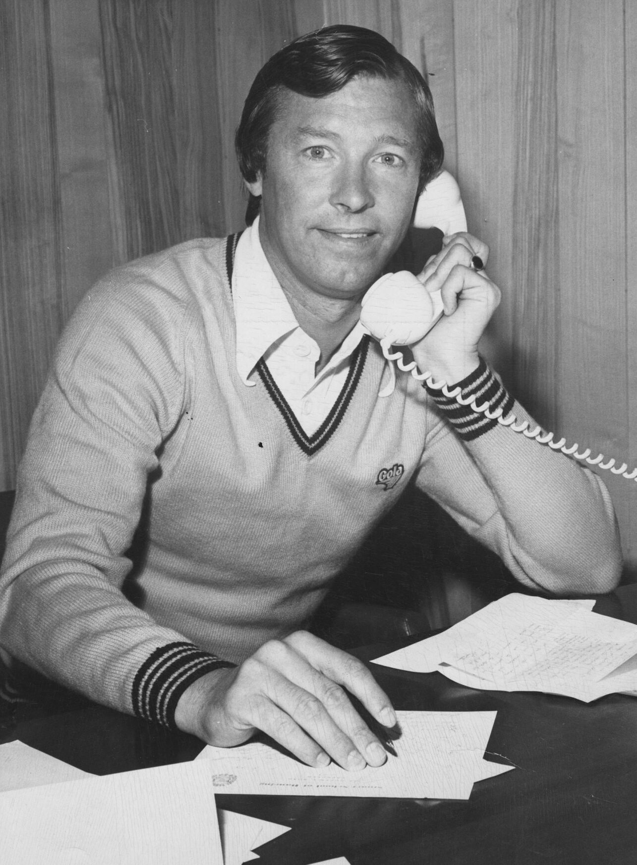 Alex Ferguson at his desk after taking the Aberdeen job. Image: DC Thomson.