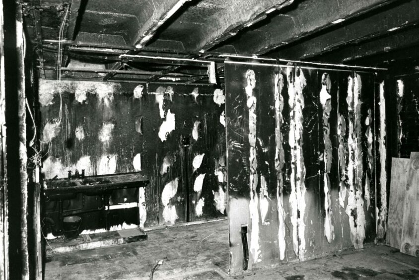 One of the gutted flats in Butterburn Court. Image: DC Thomson.