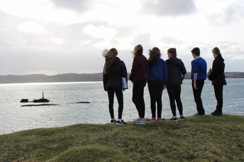 Pupils from the Nicolson Institute visiting the Iolaire site during the centenary events in 2019. Image: Supplied.