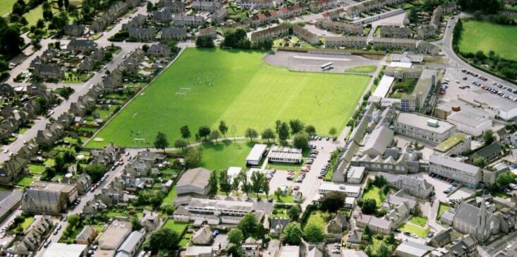 An aerial view of Inverurie Academy in 2003