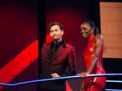 David Tennant and AJ Odudu presenting Red Nose Day on the BBC (BBC/James Stack)
