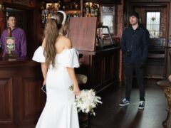 The moment Justin Rutherford returns to Weatherfield to attack Daisy Midgeley on her wedding day (Danielle Baguley/ITV)