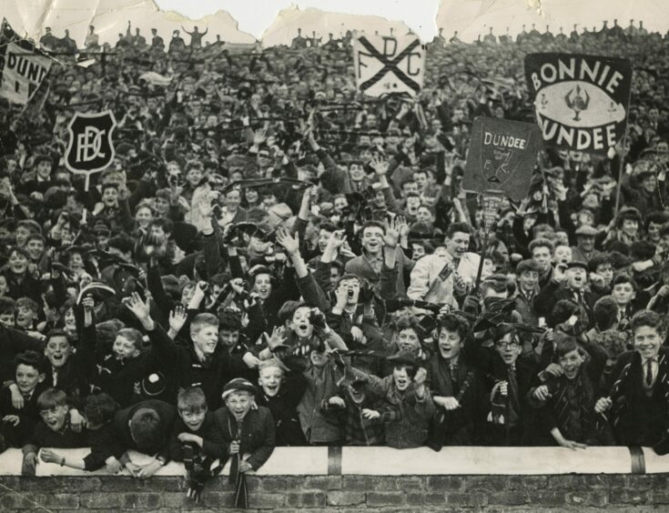 Some of the Dundee fans who were on the Dens Park slopes.