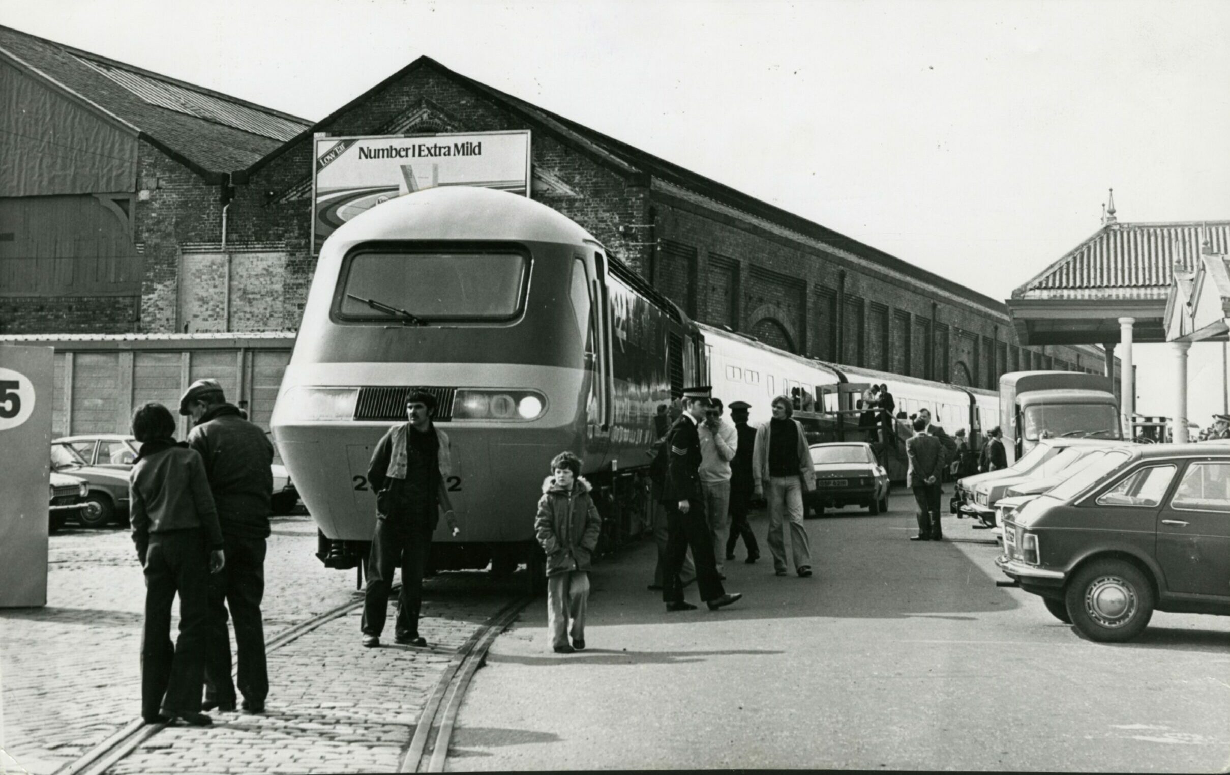 British Rail's high speed train on display at Tay Bridge Station in April 1978.