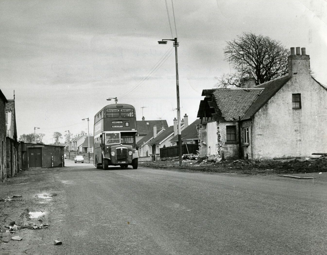 A bus travels along Balgillo Road in Broughty Ferry in 1965.