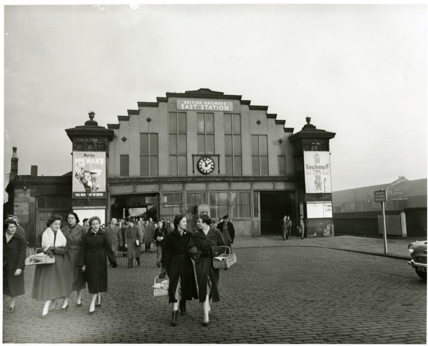 The old Dundee East Station as people are coming out onto the street in December 1958.