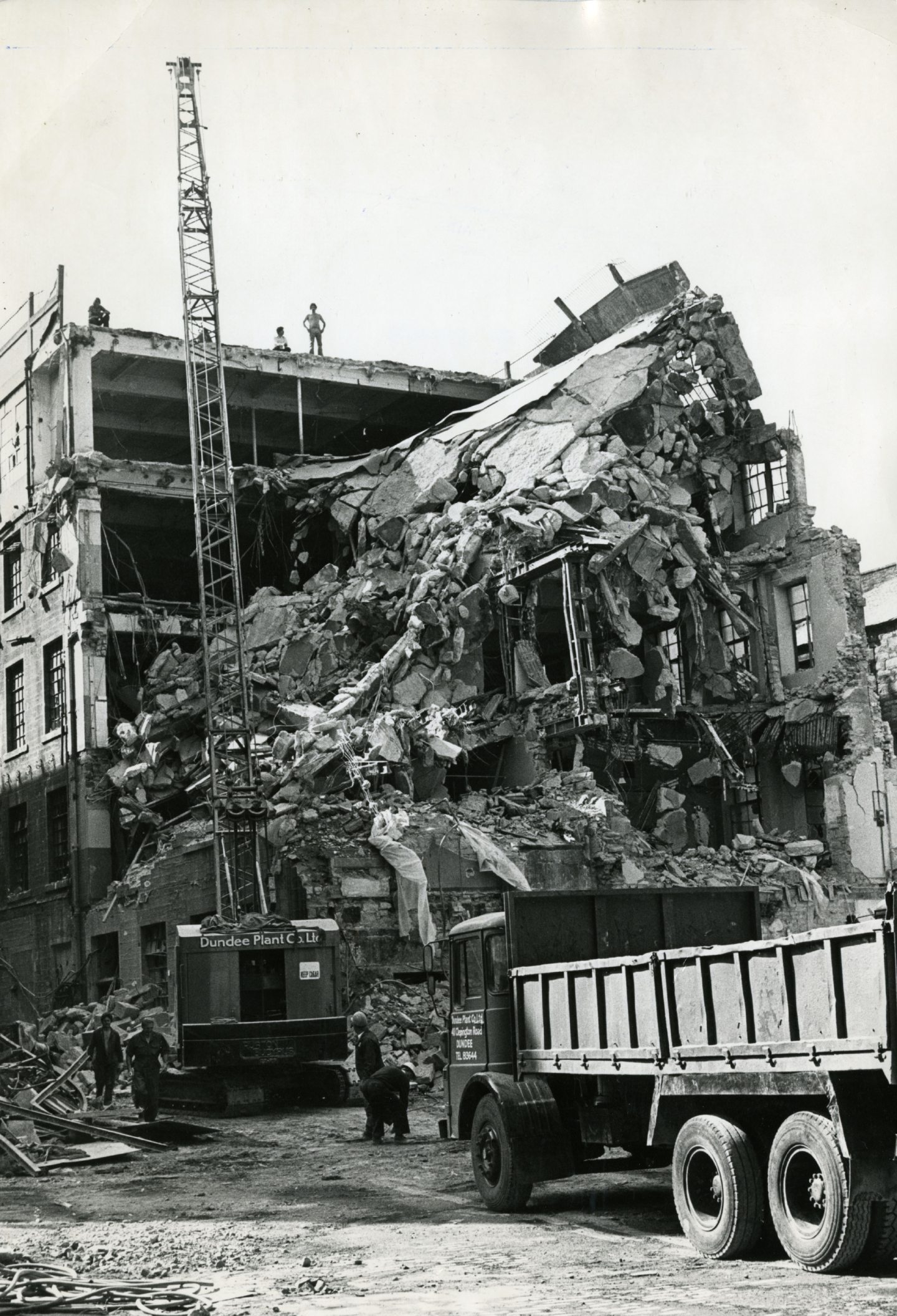 The demolition of the Keiller's factory continues, with half of the building torn down.