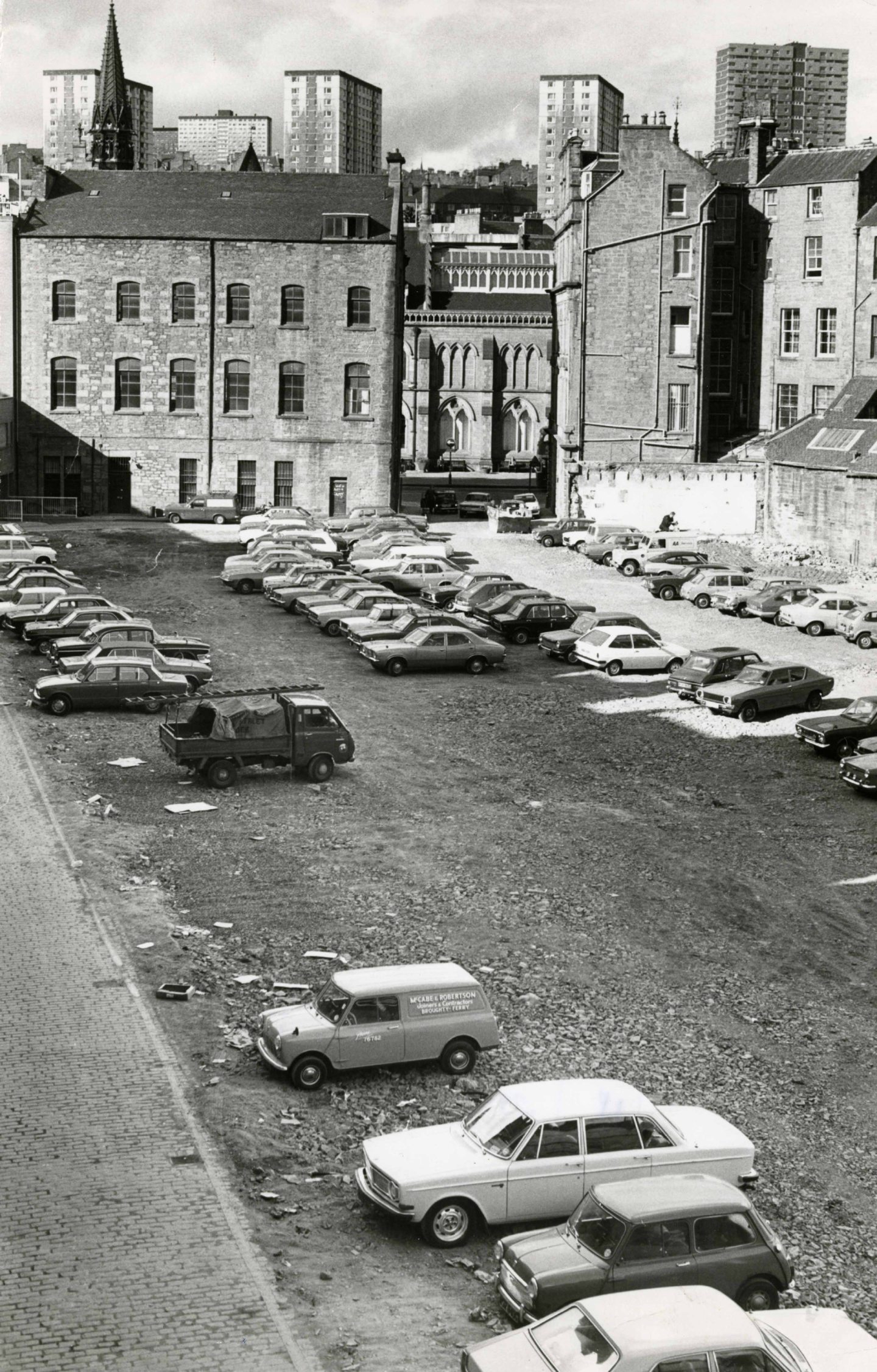 Free car parking, anyone? Motorists escaped charges by parking on the rubble. Image: DC Thomson.