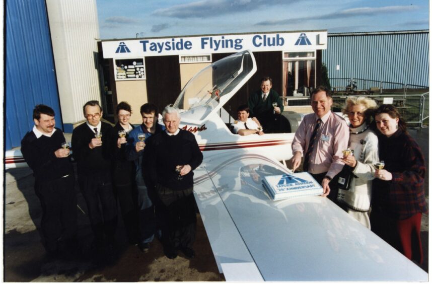 Tayside Aviation celebrating its 28th anniversary in 1996. Image: DC Thomson.