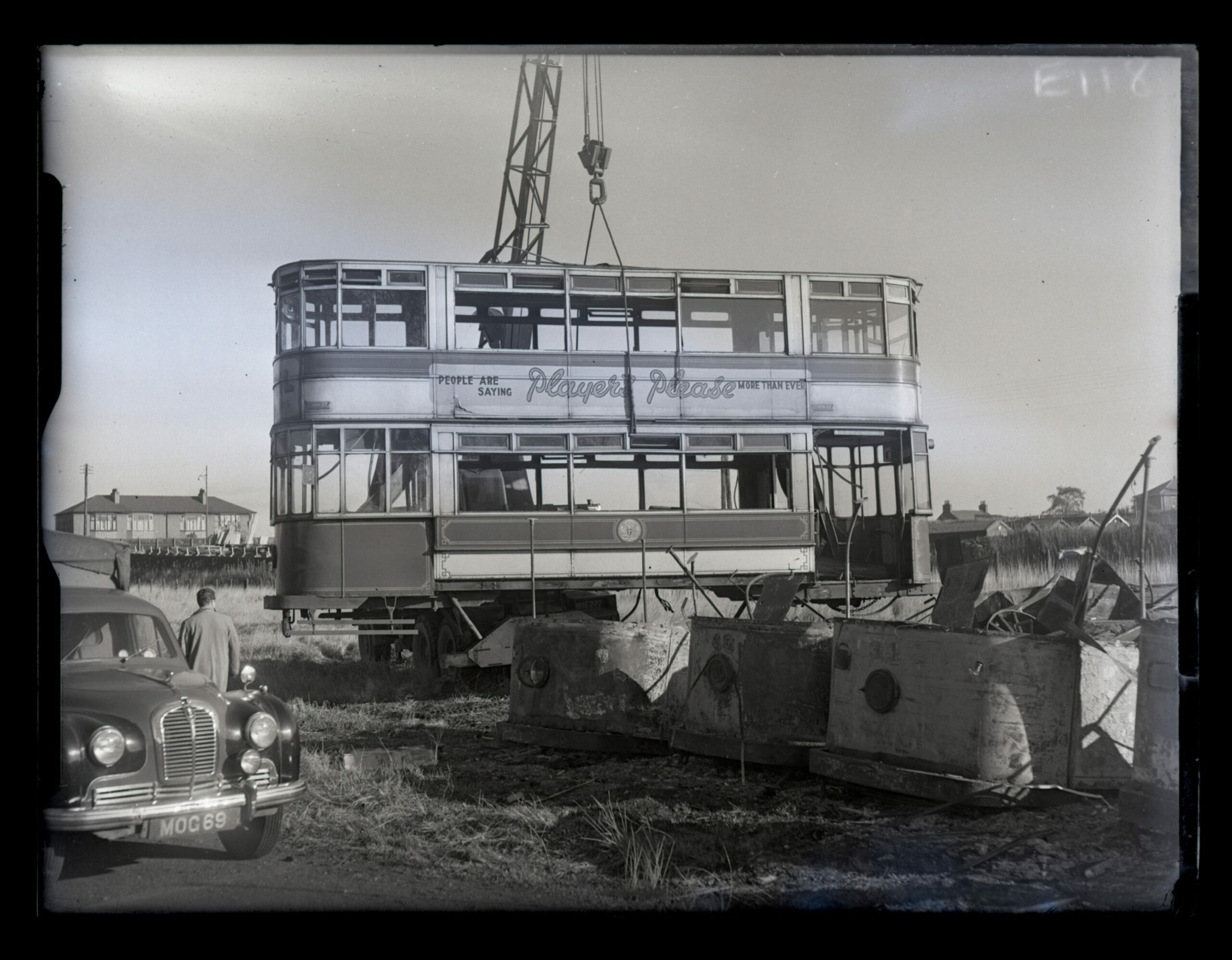 Dundee demolishing the last trams of the fleet in 1956.