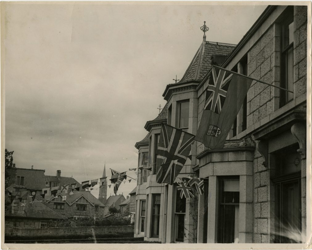 Homes decorated with flags and bunting to celebrate the coronation in 1953.