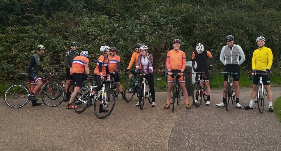 The start of a Dundee Thistle Cycling Club ride in 2023, following a difficult few years after Covid restrictions. Image: Supplied.